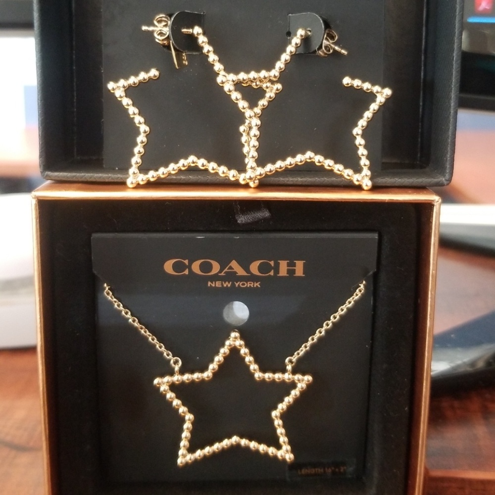 Coach large star necklace/earring set